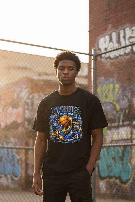 Warriors Basketball Black Shirt Urban Court